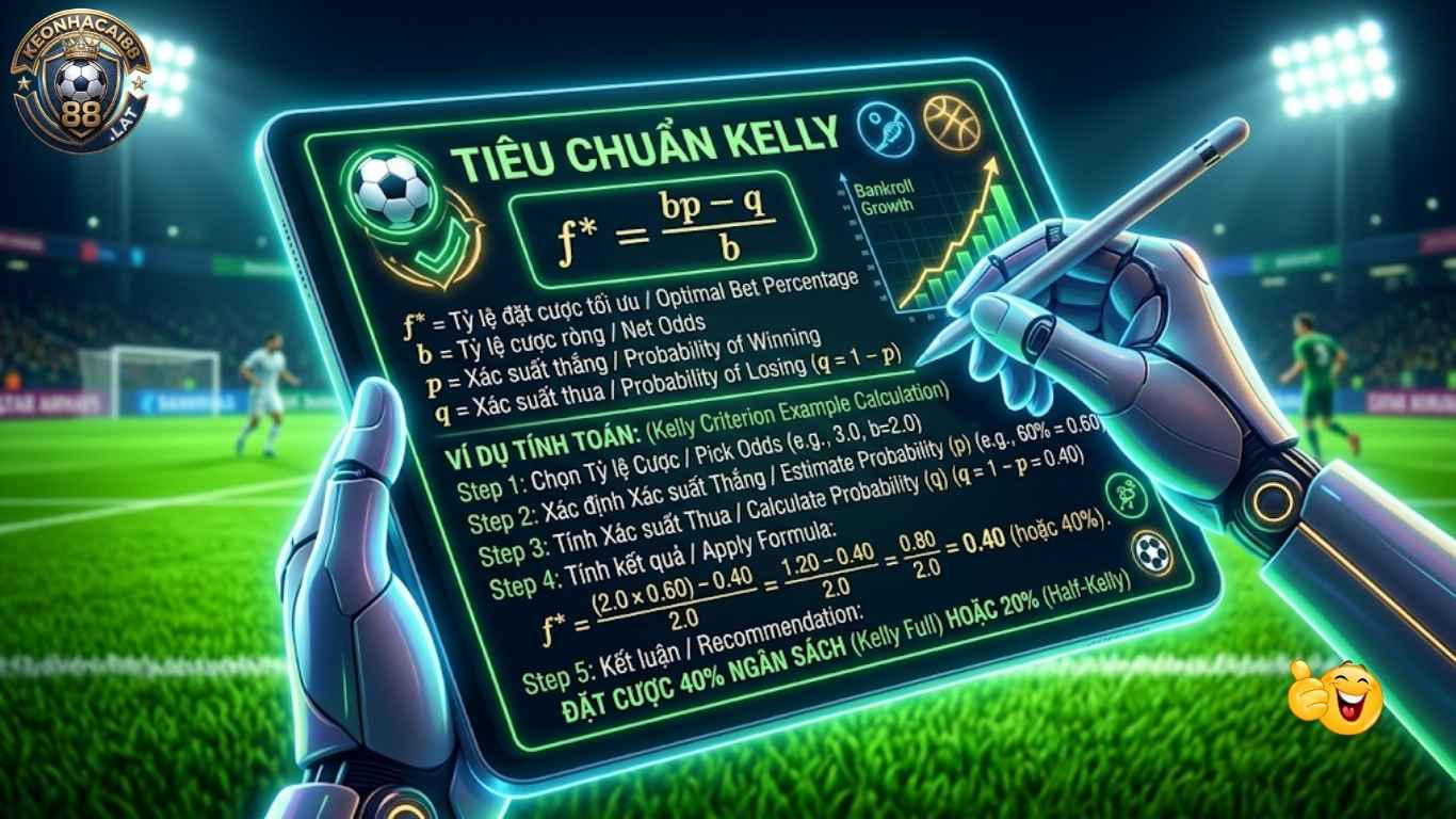 Công thức Kelly giúp tối ưu hóa lợi nhuận dựa trên tỷ lệ.